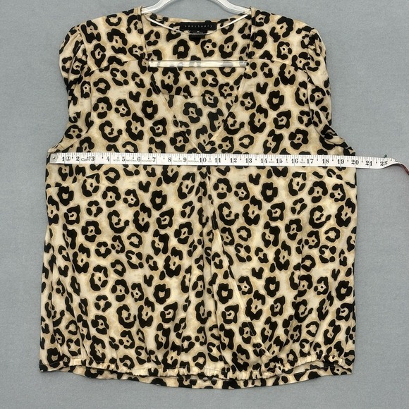 Y2K Animal Print Womens Top M Derona Surplice Beige Leopard Ruffle Classic Mob - Picture 8 of 13